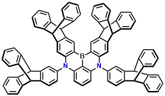 Tp-DABNA 7,11-bis(9,10-dihydro-9,10-[1,2]benzenoanthracen-2-yl)-5,7,11,13,18,21-hexahydro-7,11-diaza-19b-bora-5,21:13,18-bis([1,2]benzeno)tetraceno[3,2,1-de]pentacene