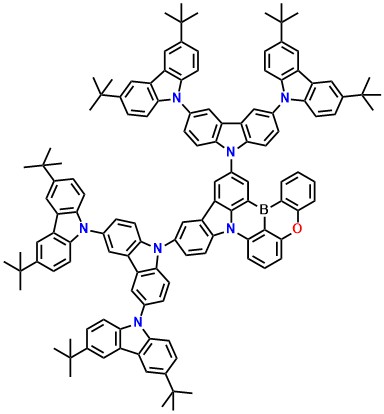 BON-D2 11,14-bis(3,3'',6,6''-tetra-tert-butyl-9'H-[9,3':6',9''-tercarbazol]-9'-yl)-5-oxa-8b-aza-15b-borabenzo[a]naphtho[1,2,3-hi]aceanthrylene