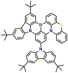 2Cz-PTZ-BN 10,13-di-tert-butyl-17-(3,6-di-tert-butyl-9H-carbazol-9-yl)-5-thia-15b,18b-diaza-8b-borabenzo[j]fluoreno[1,9-ab]perylene