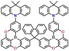 F2AcBO 10,10'-((9H-fluorene-9,9-diyl)bis(5,9-dioxa-13b-boranaphtho[3,2,1-de]anthracene-2,11-diyl))bis(9,9-dimethyl-9,10-dihydroacridine)
