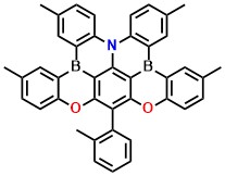 2B-DTACrs 3,6,14,17-tetramethyl-10-(o-tolyl)-9,11-dioxa-19b-aza-4b,15b-diborabenzo[3,4]phenanthro[2,1,10,9-fghi]pentacene
