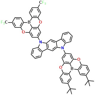 2BOICz 5-(3,11-bis(trifluoromethyl)-5,9-dioxa-13b-boranaphtho[3,2,1-de]anthracen-7-yl)-11-(2,12-di-tert-butyl-5,9-dioxa-13b-boranaphtho[3,2,1-de]anthracen-7-yl)-5,11-dihydroindolo[3,2-b]carbazole