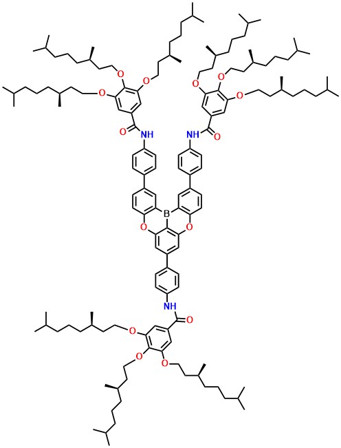 S-B1 N,N'-((12-(4-(3,4,5-tris(((S)-3,7-dimethyloctyl)oxy)benzamido)phenyl)-5,9-dioxa-13b-boranaphtho[3,2,1-de]anthracene-2,7-diyl)bis(4,1-phenylene))bis(3,4-bis(((R)-3,7-dimethyloctyl)oxy)-5-(((S)-3,7-dimethyloctyl)oxy)benzamide)