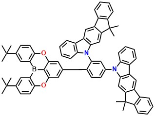 BICz, 5,5'-(4-(2,12-di-tert-butyl-5,9-dioxa-13b-boranaphtho[3,2,1-de]anthracen-7-yl)-1,3-phenylene)bis(7,7-dimethyl-5,7-dihydroindeno[2,1-b]carbazole)