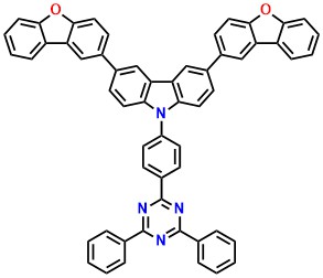 BDBFCz-Trz 3,6-Bis(dibenzo[b,d]furan-2-yl)-9-(4-(4,6-diphenyl-1,3,5- triazin-2-yl)phenyl)-9H-carbazole
