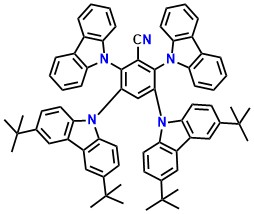 2tCz2CzBn 2,6-di(9H-carbazol-9-yl)-3,5-bis(3,6-di-tert-butyl-9H-carbazol-9-yl)benzonitrile