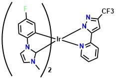 (fpmi)2Ir(tfpypz) Bis(1-(4-fluorophenyl)-3-methylimdazoline-2-ylidene-C,C2')(2-(5-trifluoromathyl-2H-pyrazol-3-yl)-pyridine)Iridiunm(III)