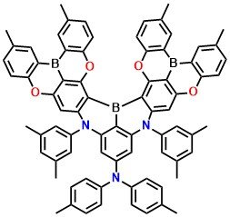 f-DOABNA, 11,15-bis(3,5-dimethylphenyl)-3,6,20,23-tetramethyl-N,N-di-p-tolyl-11,15-dihydro-9,17,26,27-tetraoxa-11,15-diaza-4b,21b,26c-triboranaphtho[3,2,1-hi]naphtho[1',2',3':11,12]tetraceno[3,2,1-de]pentacen-13-amine