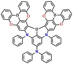 DOB2- DABNA-A-NP, N,N,11,15-tetraphenyl-11,15-dihydro-9,17,26,27-tetraoxa-11,15-diaza-4b,21b,26c-triboranaphtho[3,2,1-hi]naphtho[1',2',3':11,12]tetraceno[3,2,1-de]pentacen-13-amine