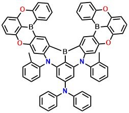 DOB2- DABNA-B-NP, N,N-diphenyl-11,15-di-o-tolyl-11,15-dihydro-5,9,17,21-tetraoxa-11,15-diaza-25b,26b,27b-triboranaphtho[3,2,1-de]naphtho[3',2',1':10,11]tetraceno[1,2,3-jk]pentacen-13-amine
