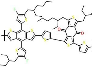 PBDB-T-F; PM6 Poly[[4,8-bis[5-(2-ethylhexyl)-4-fluoro-2-thienyl]benzo-[1,2-b:4,5-b']dithiophene-2,6-diyl]-2,5-thiophenediyl-[5,7-bis(2-ethylhexyl)-4,8-dioxo-4H,8H-benzo[1,2-c:4,5-c']-dithiophene-1,3-diyl]-2,5-thiophenediyl]