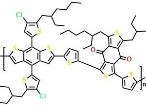 PBDB-T-Cl; PM7 Poly[[4,8-bis[4-chloro-5-(2-ethylhexyl)-2-thienyl]benzo-[1,2-b:4,5-b']dithiophene-2,6-diyl]-2,5-thiophenediyl-[5,7-bis(2-ethylhexyl)-4,8-dioxo-4H,8H-benzo[1,2-c:4,5-c']-dithiophene-1,3-diyl]-2,5-thiophenediyl]