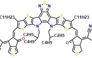 Y8 2,2'-((5Z,5'Z)-5,5'-((12,13-bis(2-ethylhexyl)-3,9-diundecyl-12,13-dihydro-[1,2,5]thiadiazolo[3,4-e]thieno[2'',3'':4',5']thieno[2',3':4,5]pyrrolo[3,2-g]thieno[2',3':4,5]thieno[3,2-b]indole-2,10-diyl)bis(methanylylidene))bis(6-oxo-5,6-dihydro-4H-cyclopenta[c]thiophene-5,4-diylidene))dimalononitrile