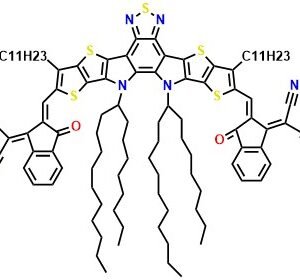 Y6-OD-2Br 2,2'-[[12,13-Dihydro-12,13-bis(2-octyldodecyl)-3,9-diundecylbisthieno[2'',3'':4',5']thieno[2',3':4,5]pyrrolo[3,2-e:2',3'-g][2,1,3]benzothiadiazole-2,10-diyl]bis[methylidyne(bromo-3-oxo-1H-indene-2,1(3H)-diylidene)]]bis[propanedinitrile]