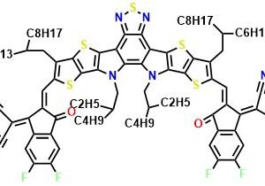 L8-HD 2,2'-(((12,13-Bis(2-ethylhexyl)-3,9-bis(2-hexyldecyl)-12,13-dihydro-[1,2,5]thiadiazolo[3,4-e]thieno[2'',3'':4',5']thieno[2',3':4,5]pyrrolo[3,2-g]thieno[2',3':4,5]thieno[3,2-b]indole-2,10-diyl)bis(methanylylidene))bis(5,6-difluoro-3-oxo-2,3-dihydro-1H-indene-2,1-diylidene))dimalononitrile