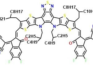 L8-OD 2,2'-(((12,13-Bis(2-ethylhexyl)-3,9-bis(2-octyldodecyl)-12,13-dihydro-[1,2,5]thiadiazolo[3,4-e]thieno[2'',3'':4',5']thieno[2',3':4,5]pyrrolo[3,2-g]thieno[2',3':4,5]thieno[3,2-b]indole-2,10-diyl)bis(methanylylidene))bis(5,6-difluoro-3-oxo-2,3-dihydro-1H-indene-2,1-diylidene))dimalononitrile