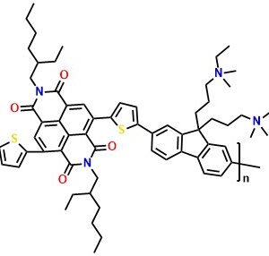 PNDIT-F3N Poly[[2,7-bis(2-ethylhexyl)-1,2,3,6,7,8-hexahydro-1,3,6,8-tetraoxobenzo[lmn] [3,8]phenanthroline-4,9-diyl]-2,5-thiophenediyl[9,9-bis[3'((N,N-dimethyl)-N-ethylamino) propyl]-9H-fluorene-2,7-diyl]-2,5-thiophenediyl]