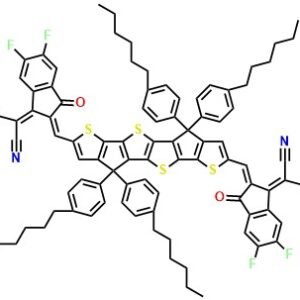 2,2'-[[4,4,9,9-Tetrakis(4-hexylphenyl)-4,9-dihydrothieno[3',2':4,5]cyclopenta[1,2-b]thieno[2'',3'':3',4']cyclopenta[1',2':4,5]thieno[2,3-d]thiophene-2,7-diyl]bis[methylidyne(5,6-difluoro-3-oxo-1H-indene-2,1(3H)-diylidene)]]bis[propanedinitrile]