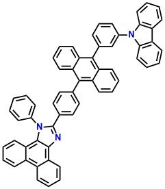 PAC, (2-(4-(10-(3-(9H-carbazol-9-yl)phenyl)anthracen-9-yl)phenyl)-1-phenyl-1H-phenanthro[9,10-d]imidazole)