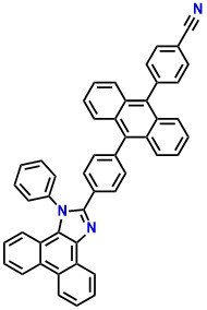 PIAnCN, 4-(10-(4-(1-Phenyl-1H-phenanthro[9,10-d]imidazol-2-yl)phenyl) anthracen-9-yl)benzonitrile